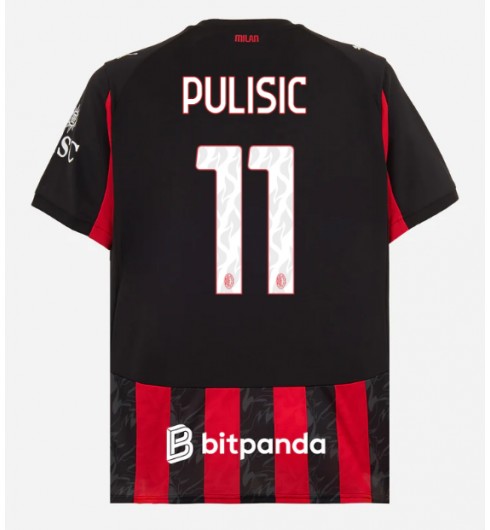 Moške Nogometnih dresov AC Milan Christian Pulisic #11 Domači 2025-26 Kratki rokavi Moške Nogometnih dresov AC Milan Christian Pulisic #11 Domači 2025-26 Kratki rokavi
